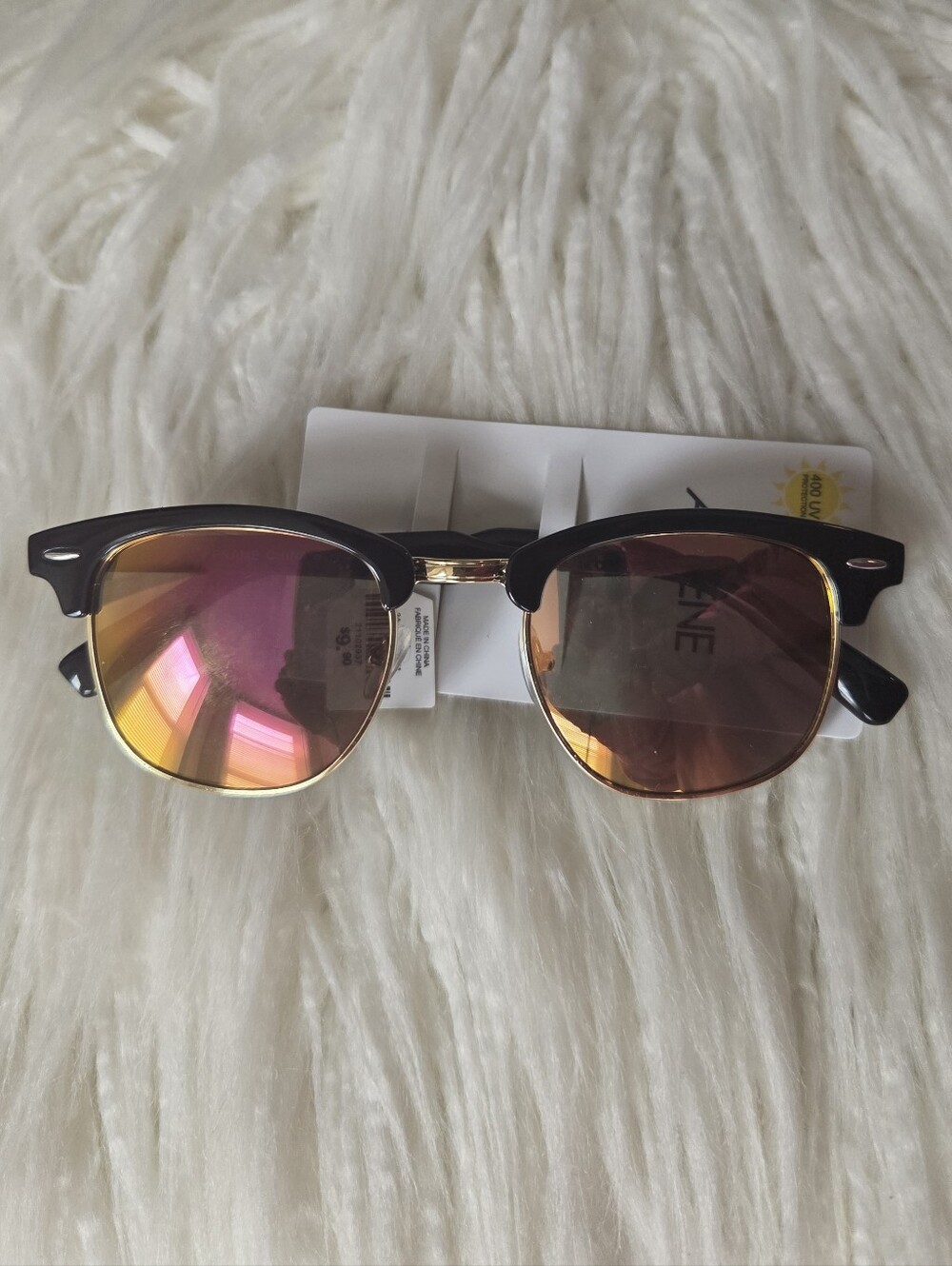 Ardene Women's Sunglasses - Black Frame with Iridescent Mirrored Lenses